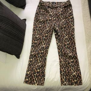 CHEETAH PRINT BDG KICK FLARE HIGH RISE PANTS